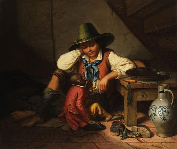 unknow artist Petzenburg Knabe mit Tirolerhut und Affchen oil painting image